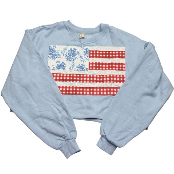 Messy Bun Just Chillin American Flag Crewneck Sweatshirt - Picture 2 of 5